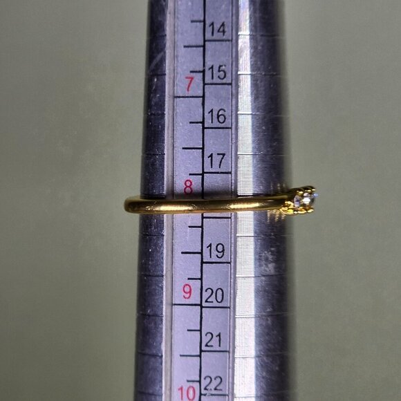 Golden Ring With Triple CZ Stones Size 8 (NWOT) - Picture 6 of 6